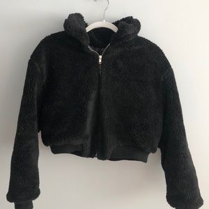 Cropped teddy bear coat